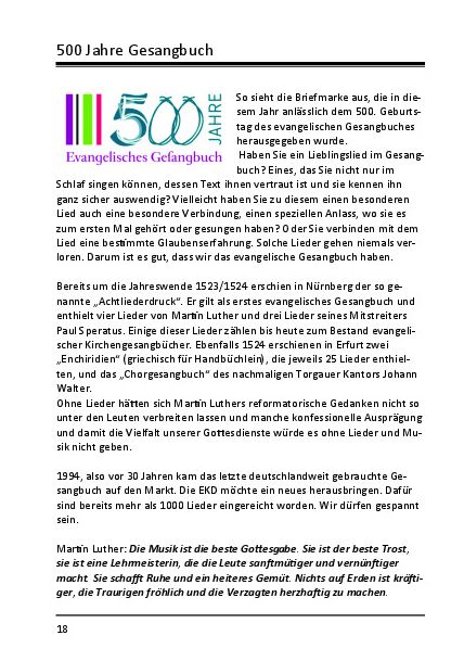 500 Jahre Gesangbuch